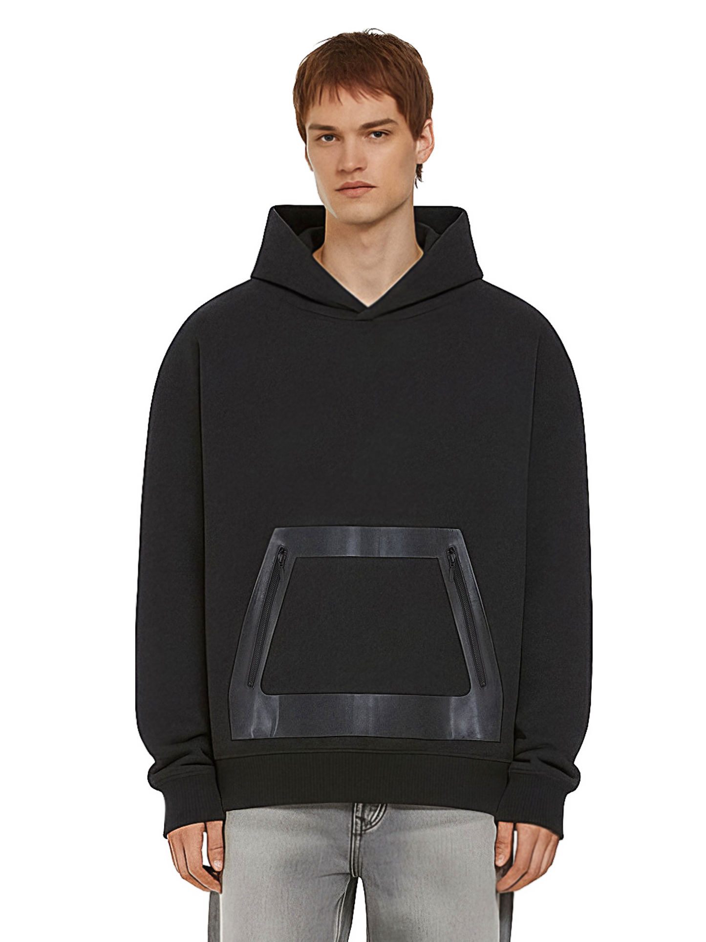 EP311 - Vegan Leather Panel Hoodie