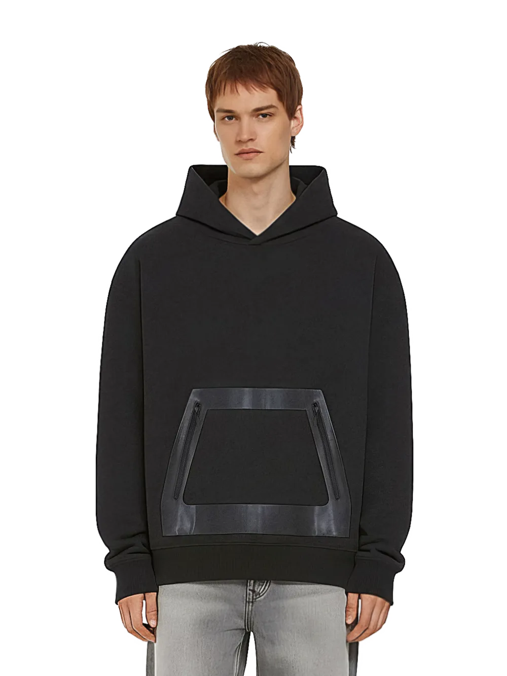 EP311 - Vegan Leather Panel Hoodie