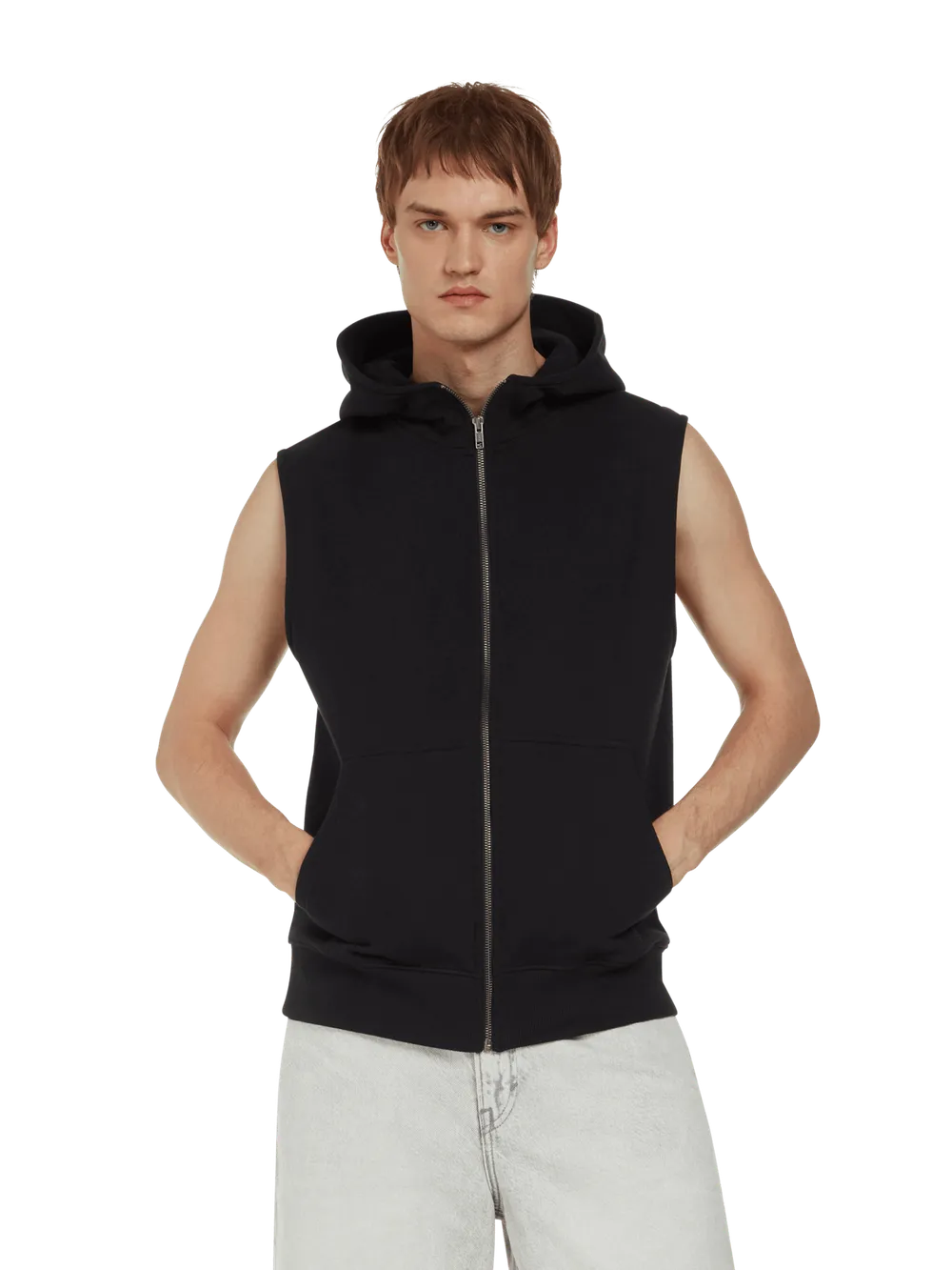 トップス unfil open-end spun cotton zip up vest EP309 - Earth Positive® Sleeveless Full Zip Hoodie – Earth