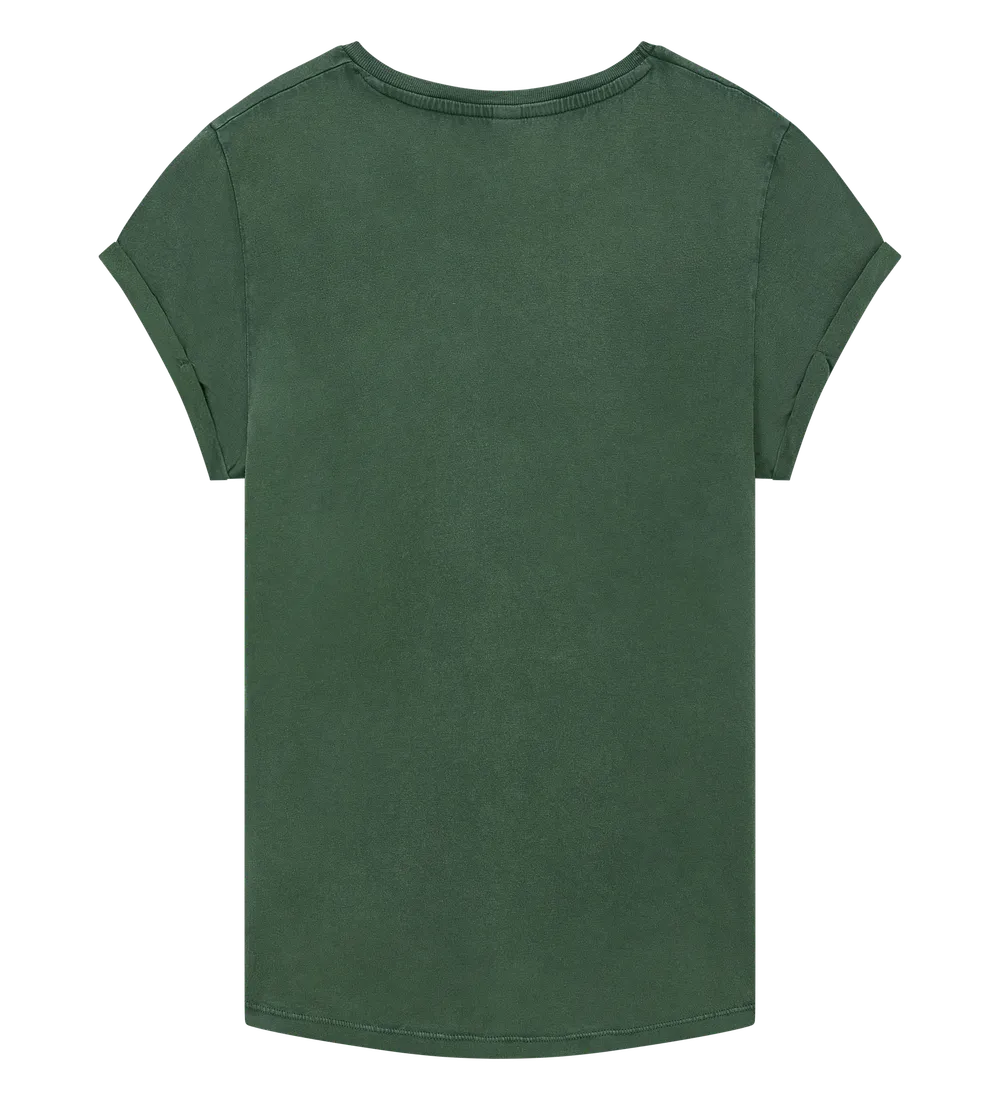 EP16-SGR00 - Women's Rolled Sleeve T-shirt - Stone Washed Green