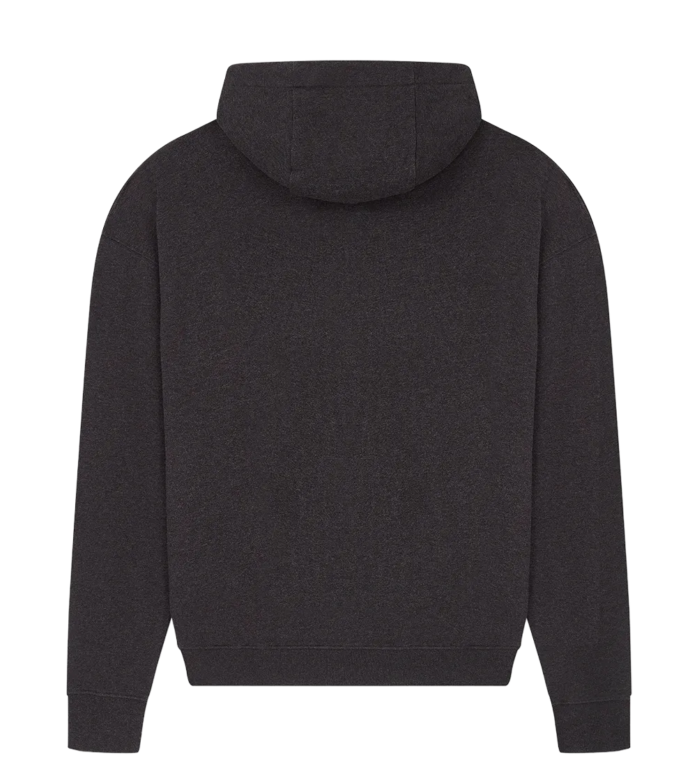 EP311-BLHE1 - Vegan Leather Panel Hoodie - Black Heather