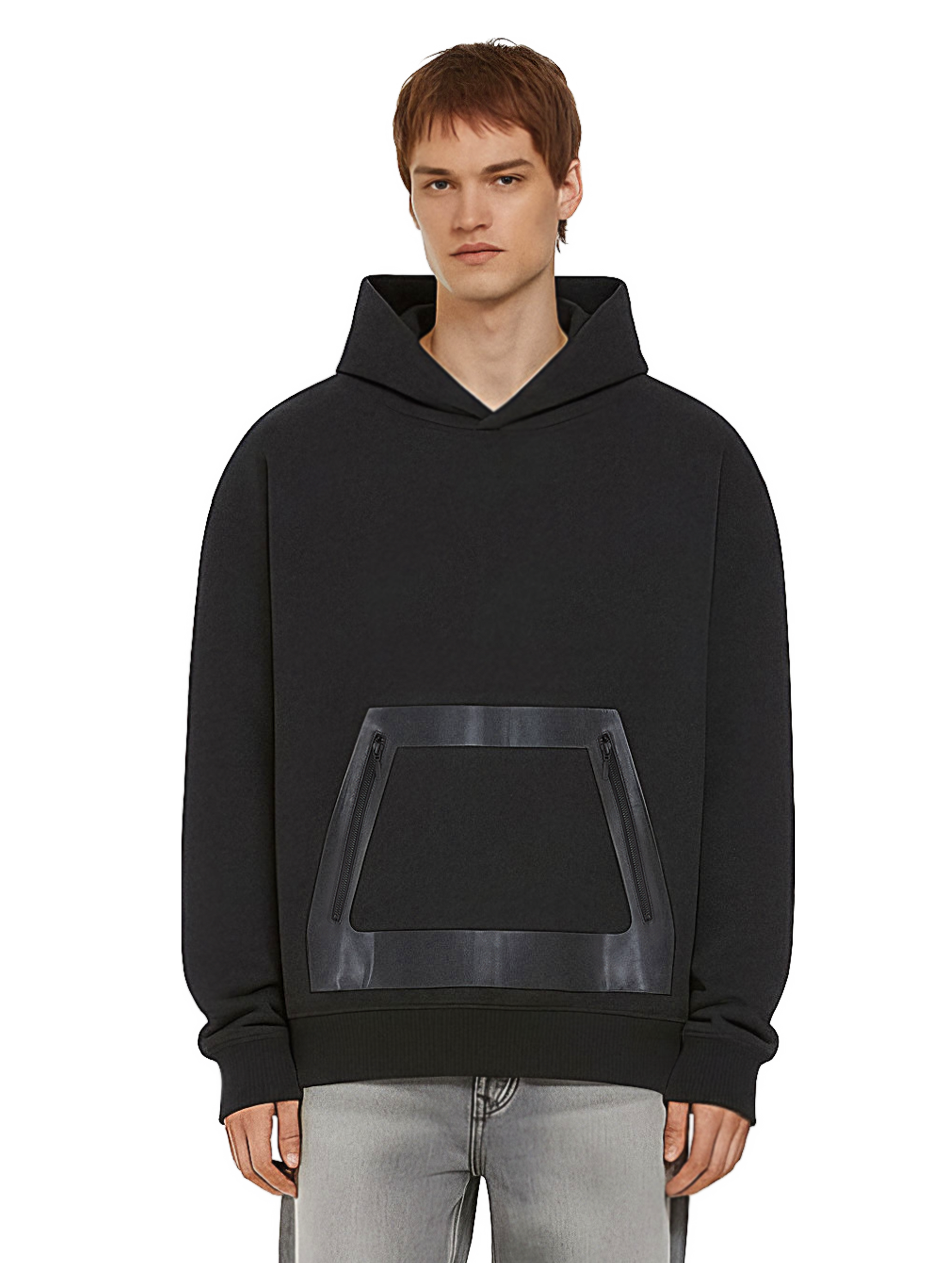 EP311 - Vegan Leather Panel Hoodie