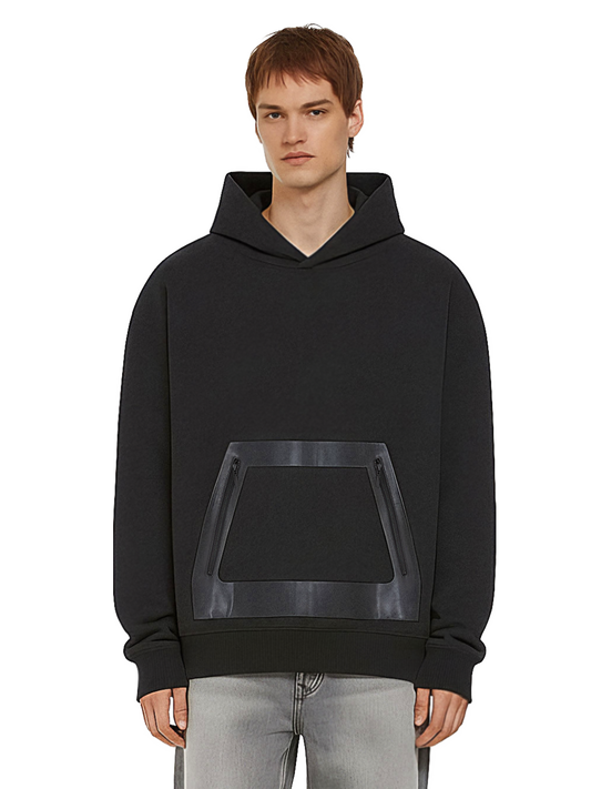 EP311 - Vegan Leather Panel Hoodie