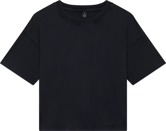 EP026-SBL00 - Women's Premium Boxy T-shirt - Stone Washed Black