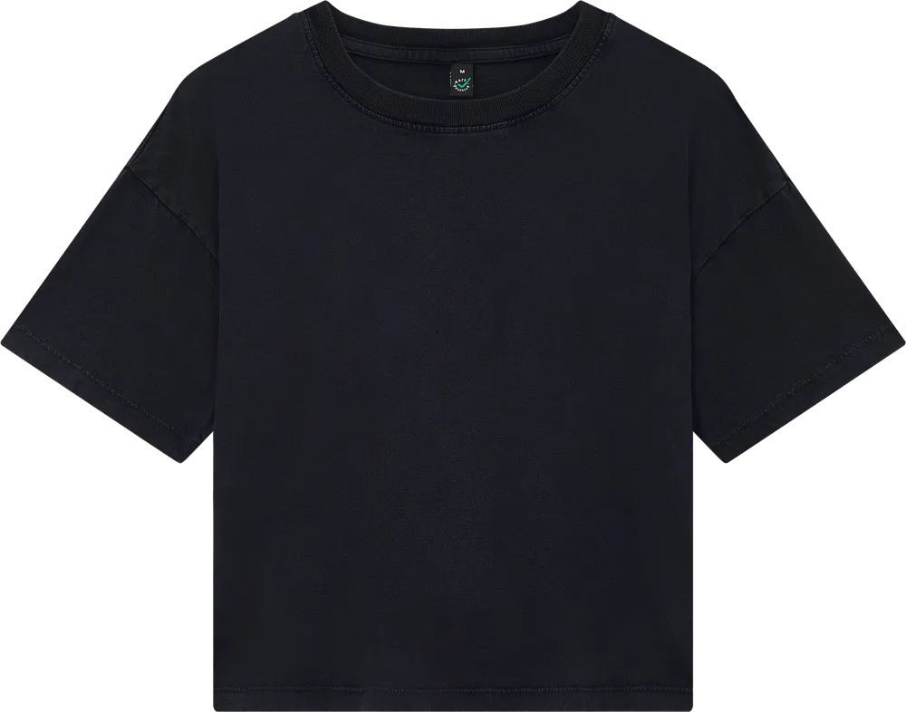 EP026-SBL1 - Women's Premium Boxy T-shirt - Stone Washed Black