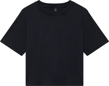 EP026-SBL3 - Women's Premium Boxy T-shirt - Stone Washed Black