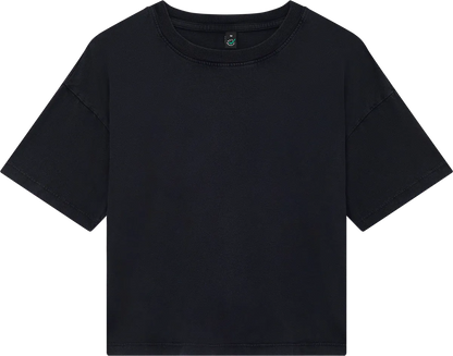 EP026-SBL3 - Women's Premium Boxy T-shirt - Stone Washed Black