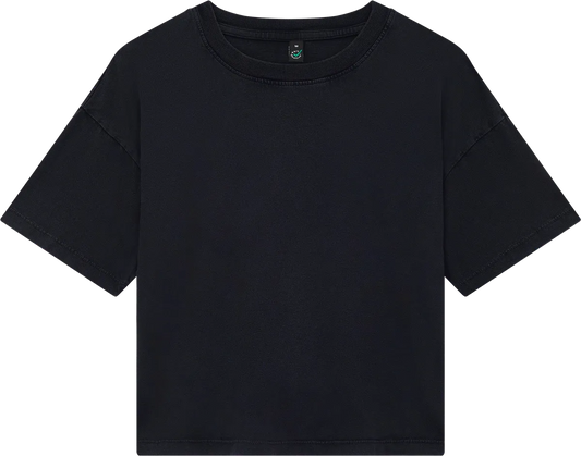 EP026-SBL3 - Women's Premium Boxy T-shirt - Stone Washed Black