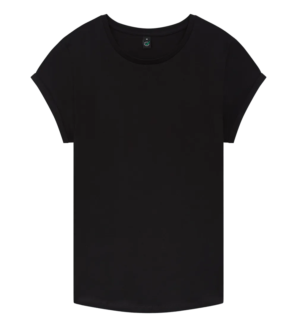 EP16-BL4 - Women's Rolled Sleeve T-shirt - Black