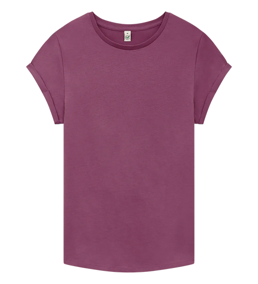 EP16-FBU1 - Women's Rolled Sleeve T-shirt - Faded Burgundy