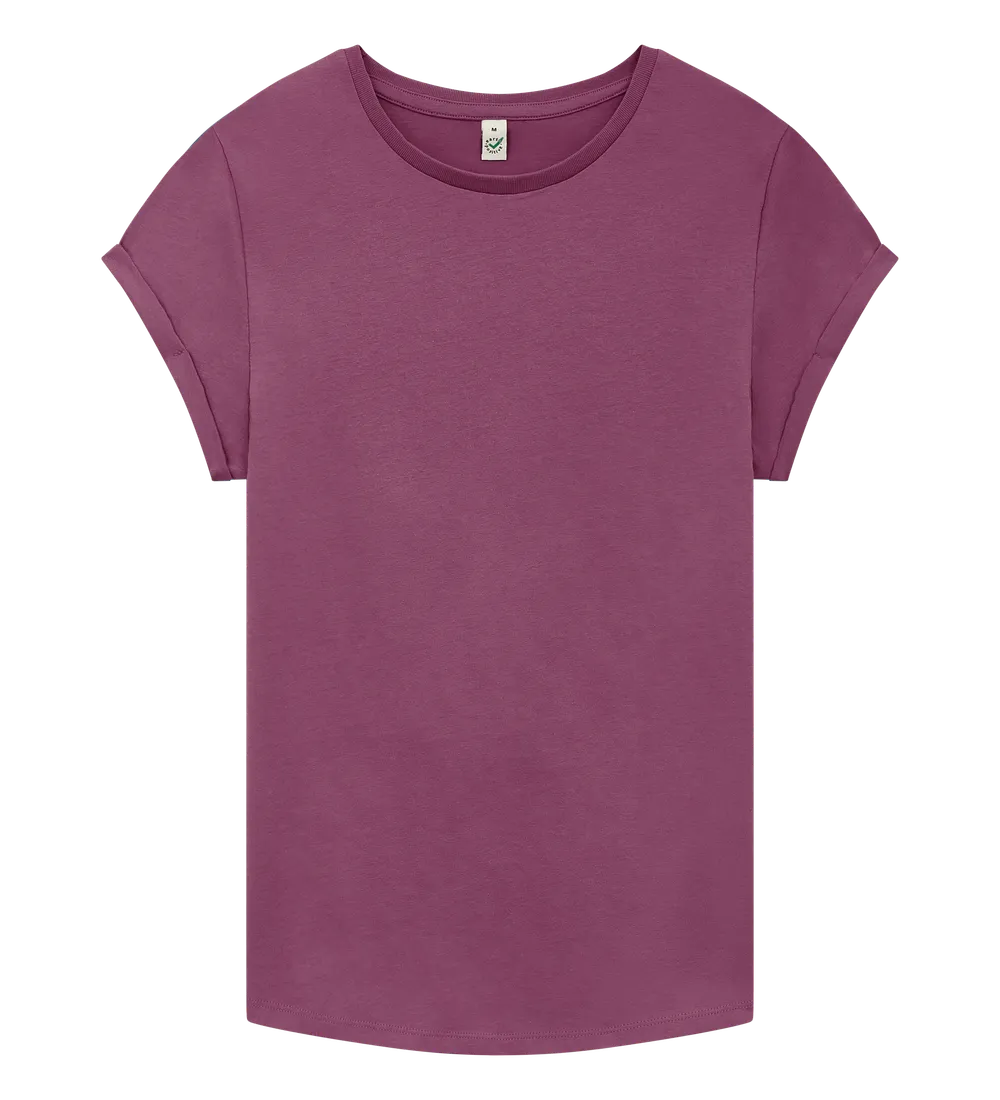 EP16-FBU0 - Women's Rolled Sleeve T-shirt - Faded Burgundy