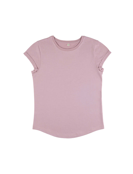 Earth Positive® Women's Rolled Sleeve T-shirt - Miami Pink (Purple Rose) - XS