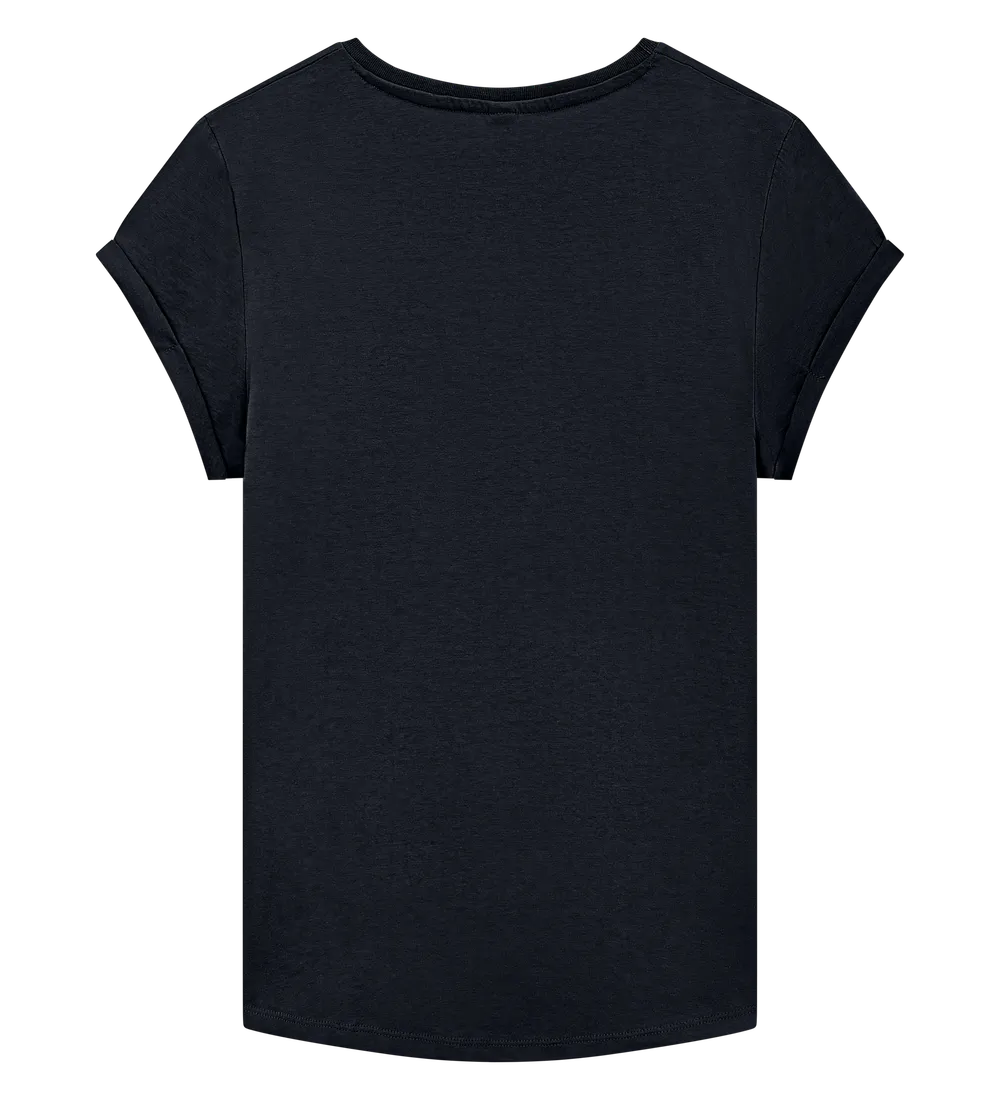 EP16-SBL3 - Women's Rolled Sleeve T-shirt - Stone Washed Black