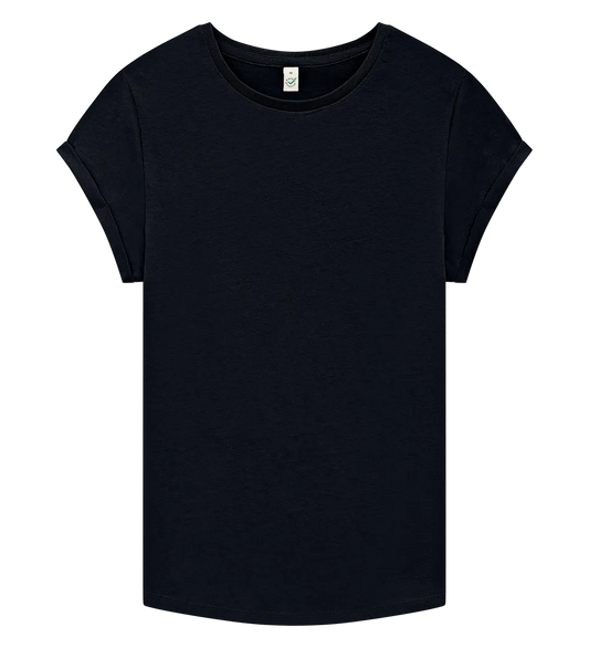 EP16-SBL3 - Women's Rolled Sleeve T-shirt - Stone Washed Black
