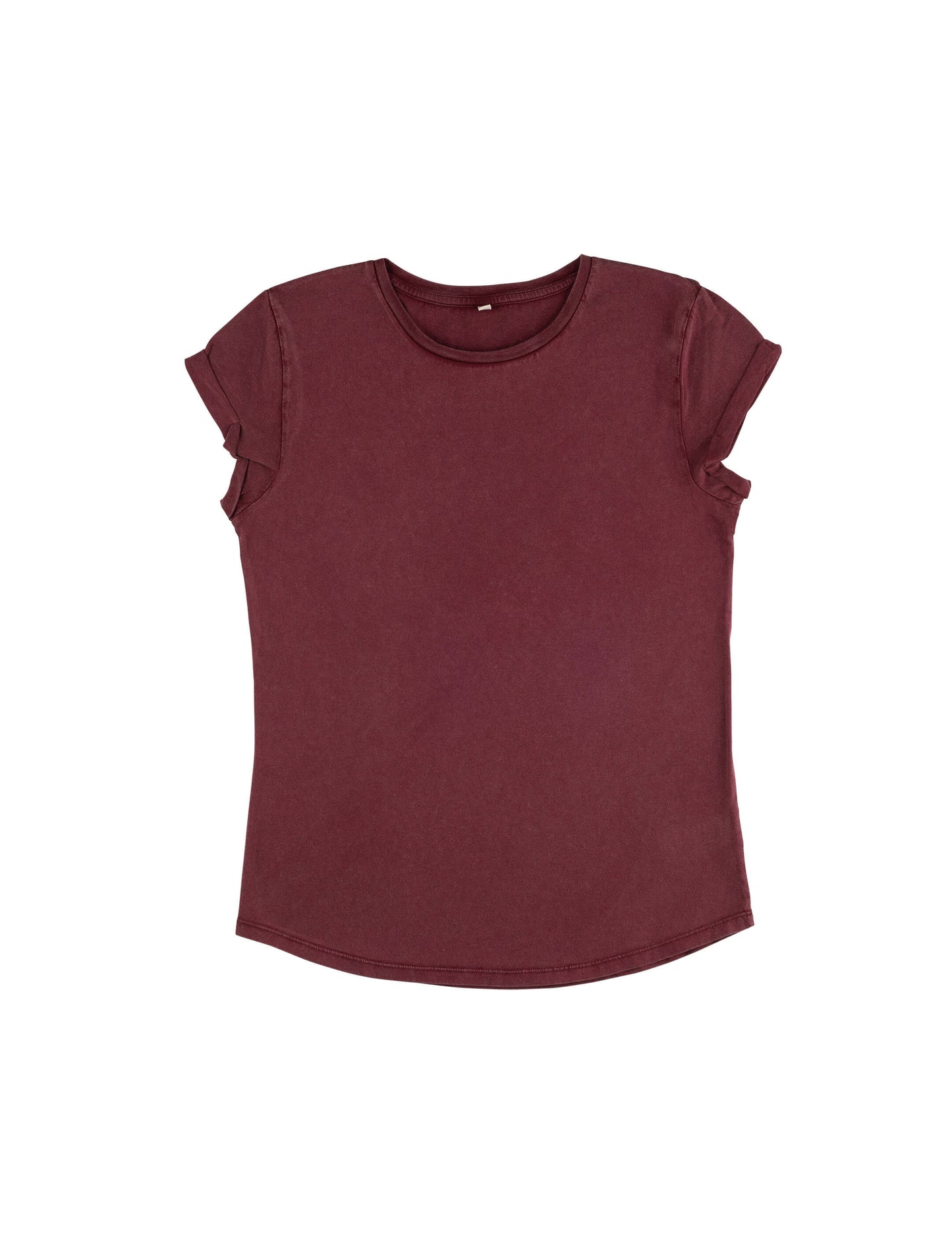 Earth Positive® Women's Rolled Sleeve T-shirt - Stone Washed Burgundy - M