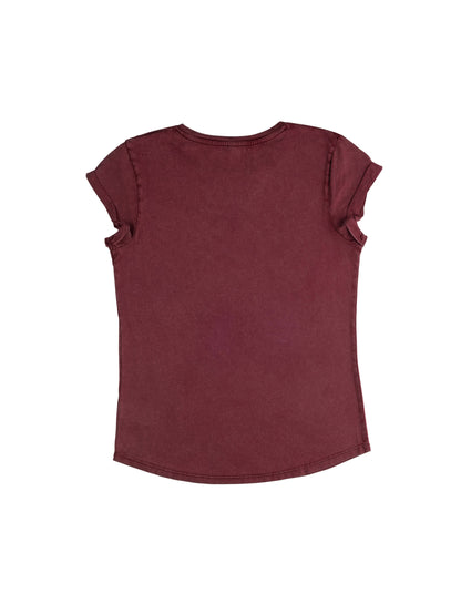 Earth Positive® Women's Rolled Sleeve T-shirt - Stone Washed Burgundy - M