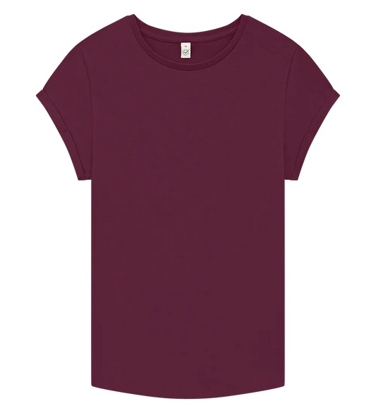 EP16-SBU3 - Women's Rolled Sleeve T-shirt - Stone Washed Burgundy