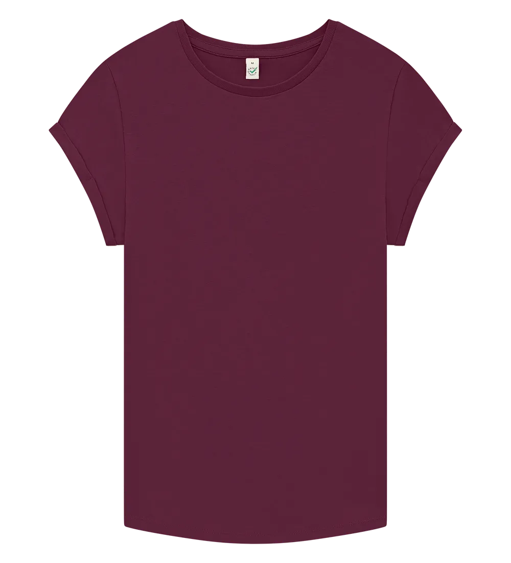 EP16-SBU0 - Women's Rolled Sleeve T-shirt - Stone Washed Burgundy