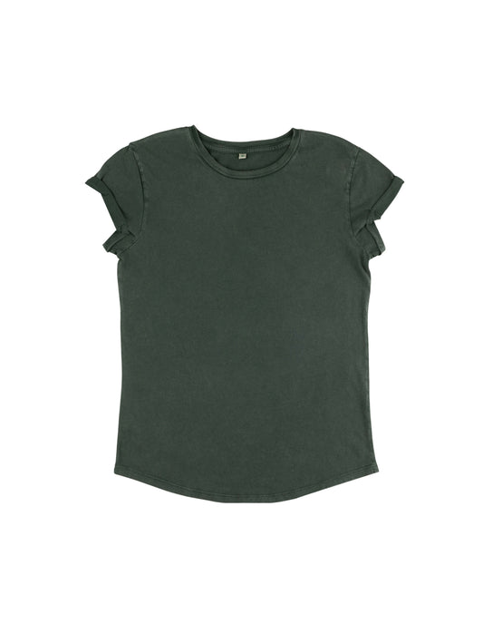 Earth Positive® Women's Rolled Sleeve T-shirt - Stone Washed Green - 2XL