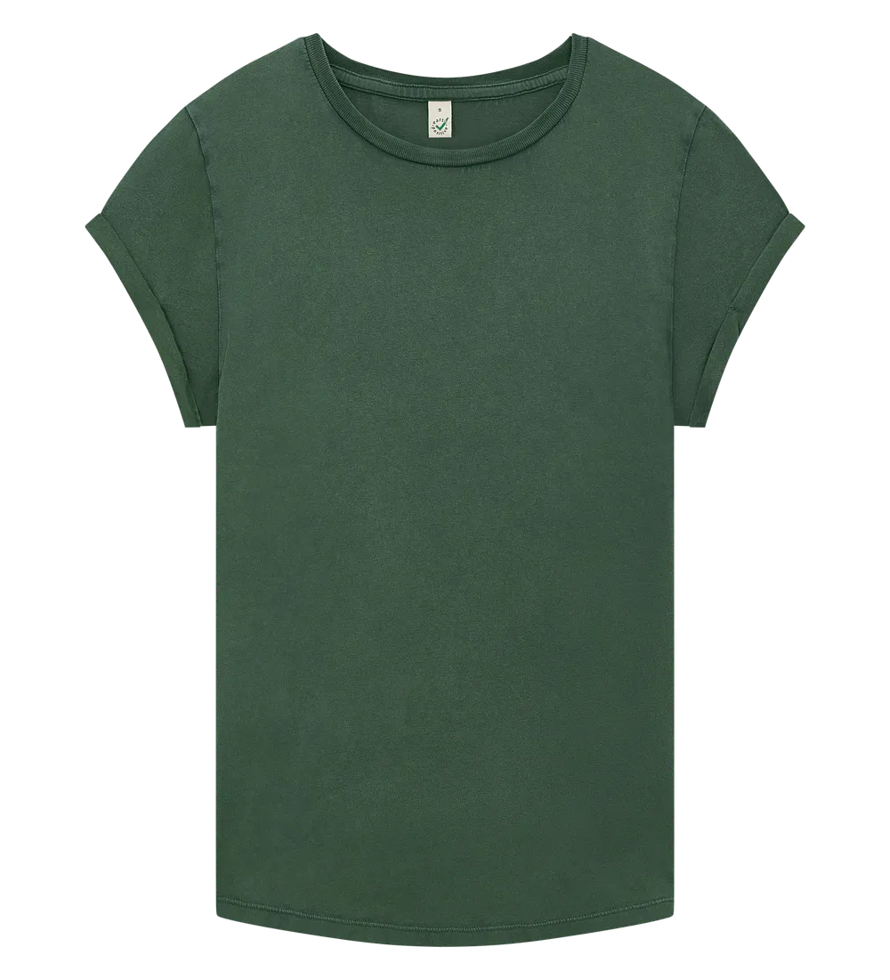 EP16-SGR2 - Women's Rolled Sleeve T-shirt - Stone Washed Green
