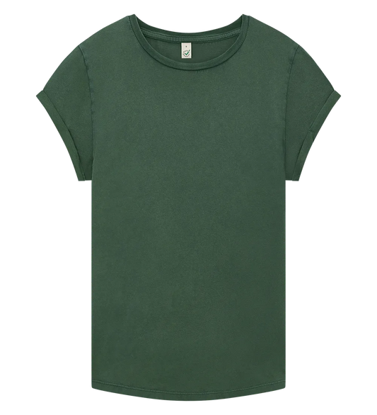 EP16-SGR2 - Women's Rolled Sleeve T-shirt - Stone Washed Green