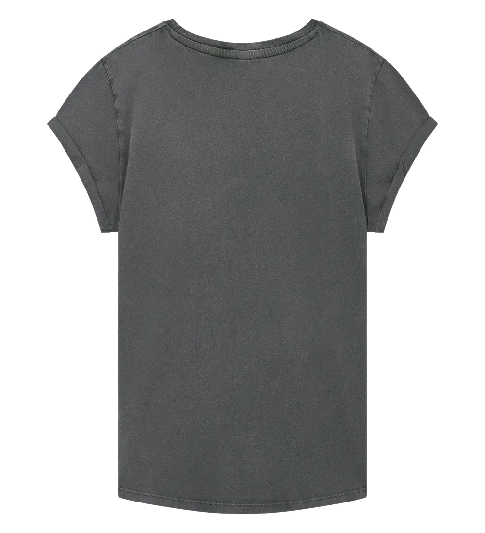 EP16-SGY3 - Women's Rolled Sleeve T-shirt - Stone Washed Grey