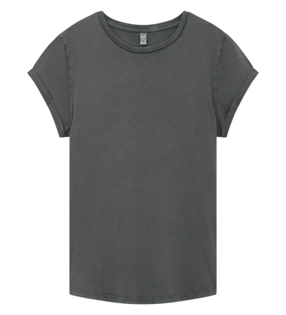 EP16-SGY4 - Women's Rolled Sleeve T-shirt - Stone Washed Grey