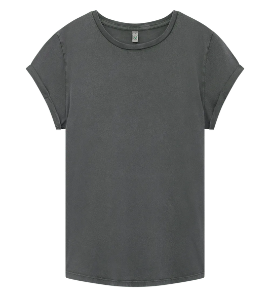 EP16-SGY1 - Women's Rolled Sleeve T-shirt - Stone Washed Grey
