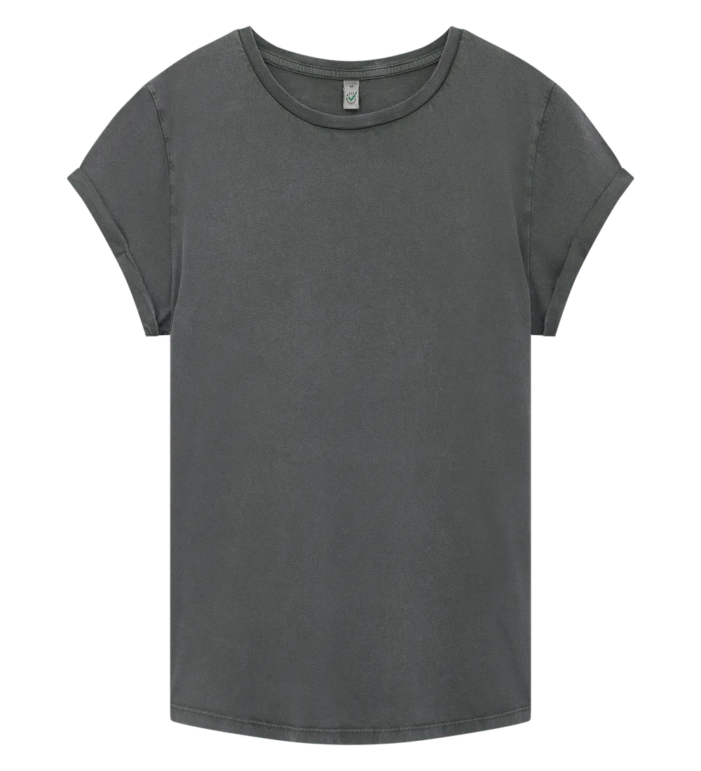 EP16-SGY00 - Women's Rolled Sleeve T-shirt - Stone Washed Grey