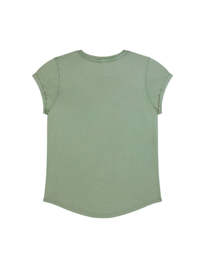 Earth Positive® Women's Rolled Sleeve T-shirt - Stone Washed Sage Green - M