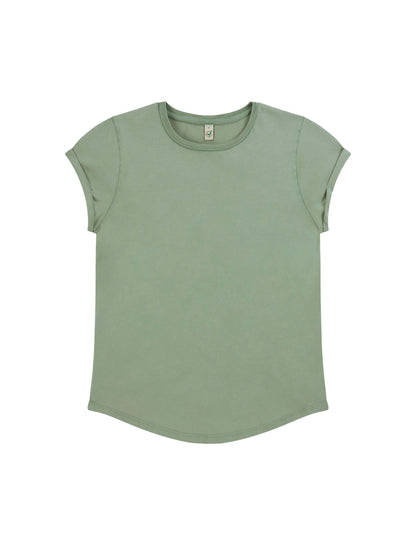 Earth Positive® Women's Rolled Sleeve T-shirt - Stone Washed Sage Green - XL