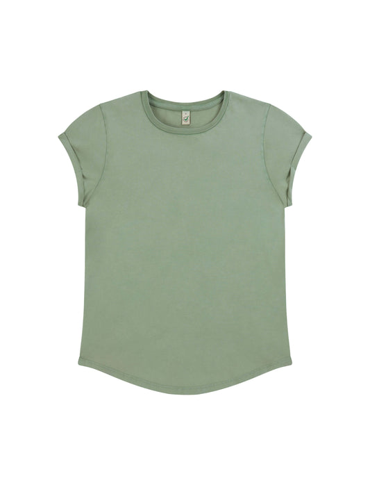 Earth Positive® Women's Rolled Sleeve T-shirt - Stone Washed Sage Green - XS