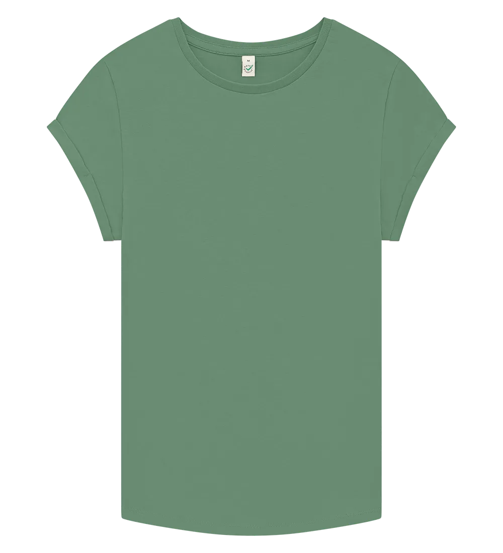 EP16-SSAG4 - Women's Rolled Sleeve T-shirt - Stone Washed Sage Green