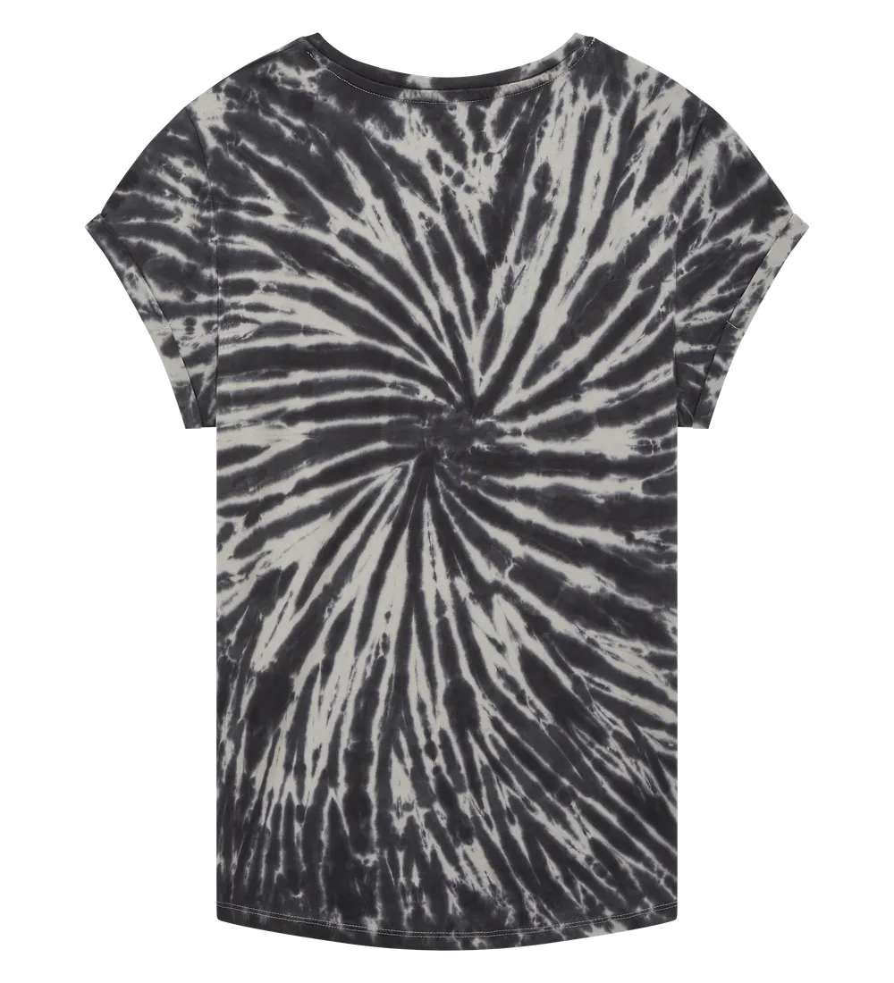 EP16-TDBL2 - Women's Rolled Sleeve T-shirt - Tie Dye Black