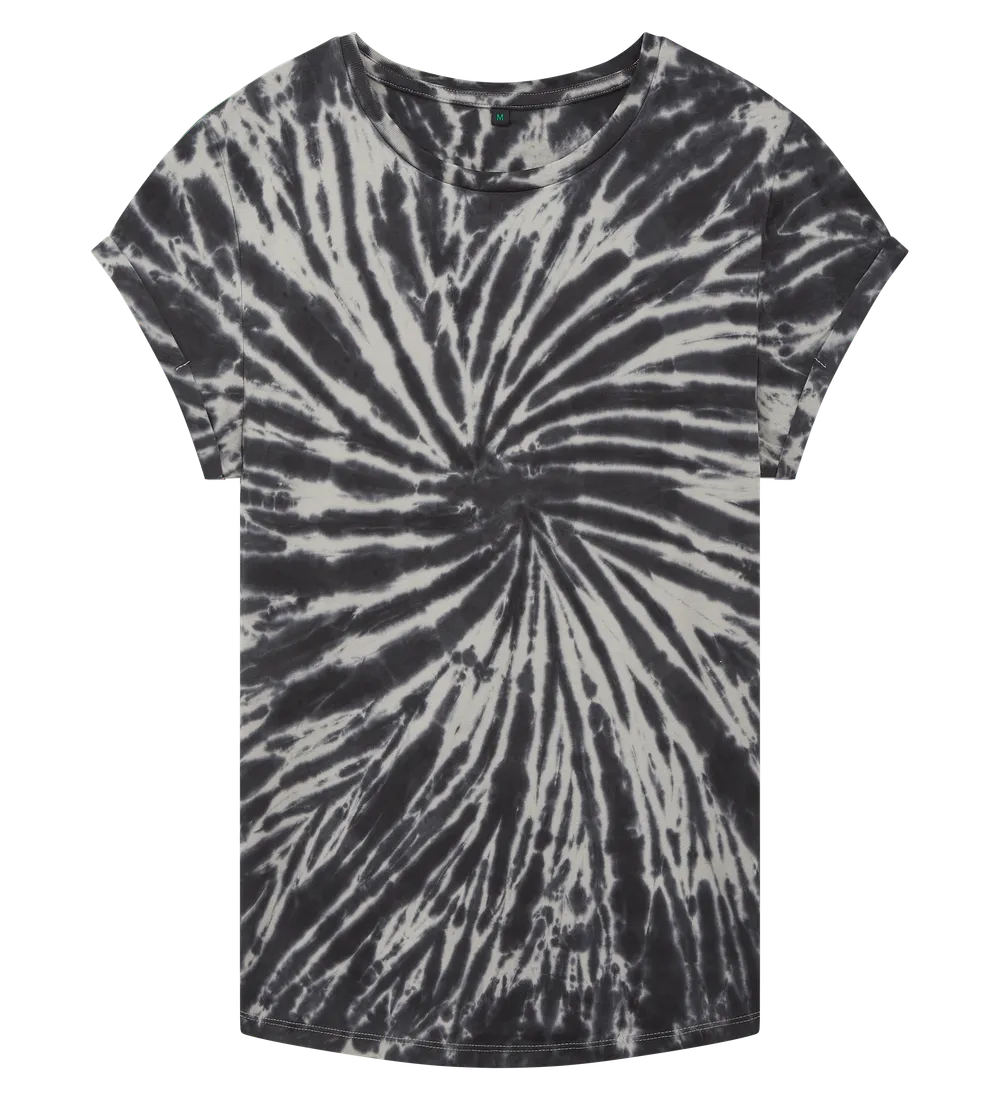 EP16-TDBL4 - Women's Rolled Sleeve T-shirt - Tie Dye Black