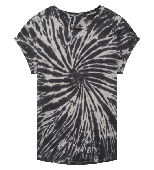 EP16-TDBL4 - Women's Rolled Sleeve T-shirt - Tie Dye Black