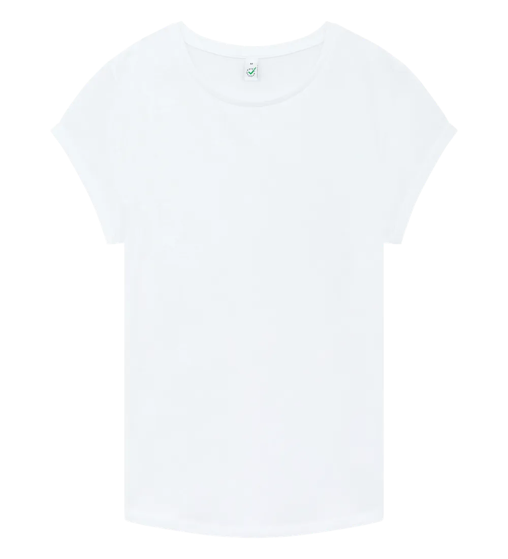 EP16-WH1 - Women's Rolled Sleeve T-shirt - White