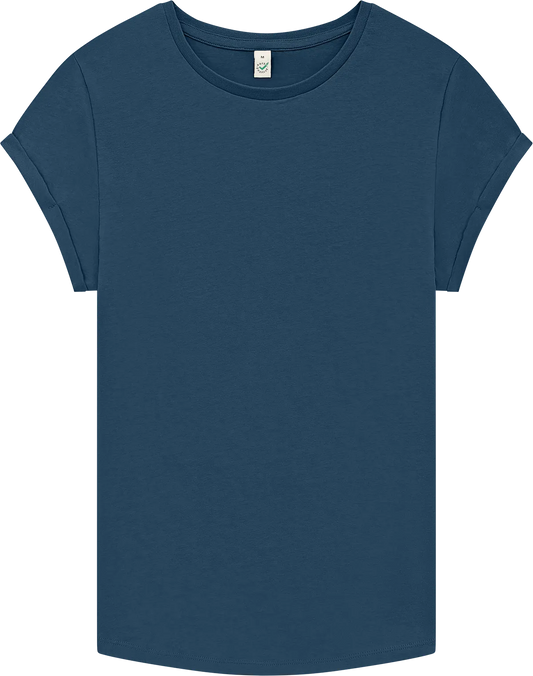 EP16-DE0 - Earth Positive® Women's Rolled Sleeve T-shirt - Denim Blue