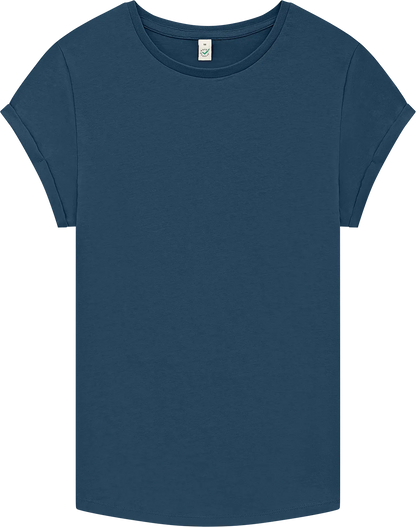EP16-DE2 - Earth Positive® Women's Rolled Sleeve T-shirt - Denim Blue