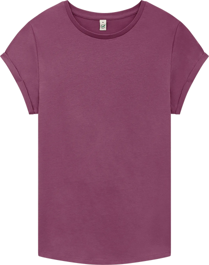 EP16-FBU2 - Earth Positive® Women's Rolled Sleeve T-shirt - Faded Burgundy