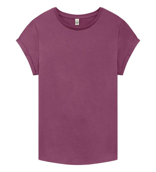 EP16-FBU3 - Women's Rolled Sleeve T-shirt - Faded Burgundy
