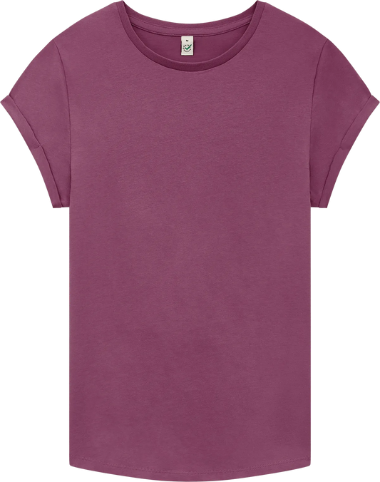 EP16-FBU5 - Earth Positive® Women's Rolled Sleeve T-shirt - Faded Burgundy