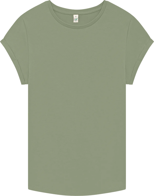 EP16-PGR0 - Earth Positive® Women's Rolled Sleeve T-shirt - Light Olive (Pistachio)