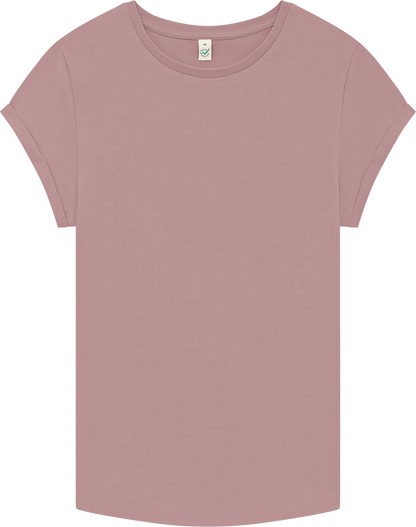 EP16-PR2 - Earth Positive® Women's Rolled Sleeve T-shirt - Miami Pink (Purple Rose)