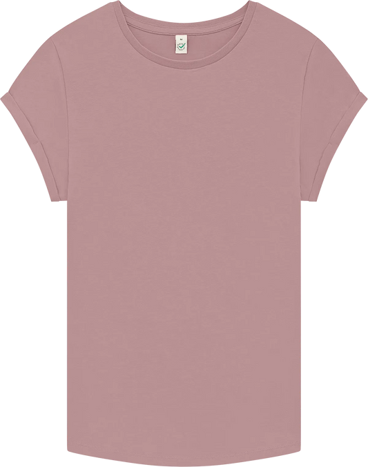 EP16-PR2 - Earth Positive® Women's Rolled Sleeve T-shirt - Miami Pink (Purple Rose)