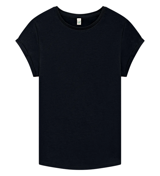 EP16-SBL1 - Women's Rolled Sleeve T-shirt - Stone Washed Black