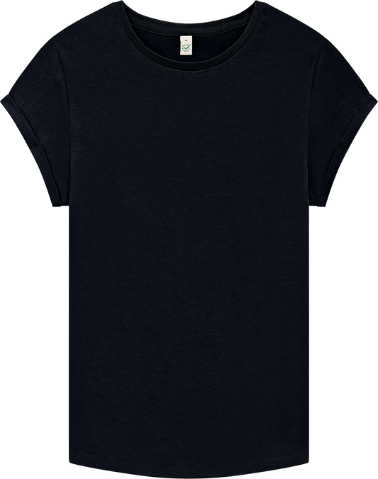 EP16-SBL4 - Earth Positive® Women's Rolled Sleeve T-shirt - Stone Washed Black