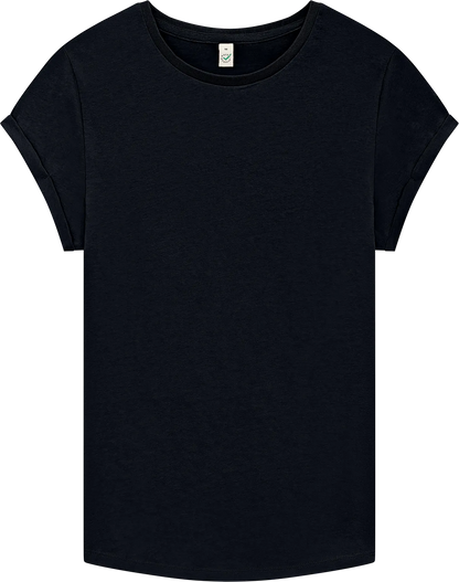 EP16-SBL3 - Earth Positive® Women's Rolled Sleeve T-shirt - Stone Washed Black