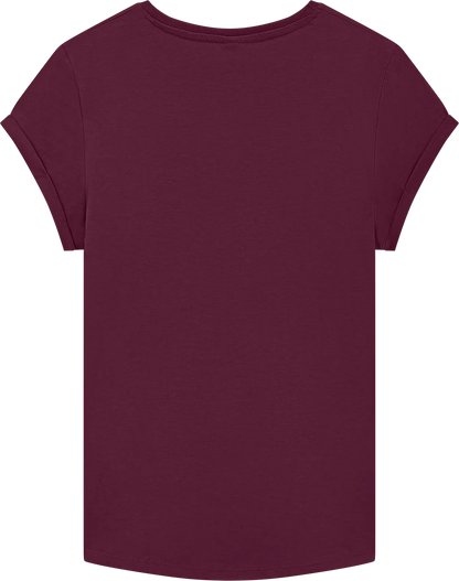 EP16-SBU1 - Earth Positive® Women's Rolled Sleeve T-shirt - Stone Washed Burgundy