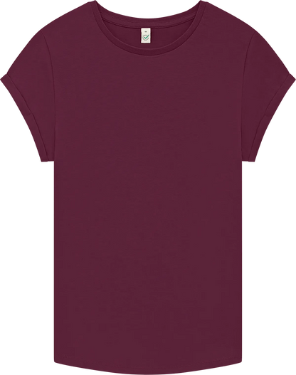 EP16-SBU2 - Earth Positive® Women's Rolled Sleeve T-shirt - Stone Washed Burgundy